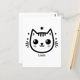 Kinderartiges Zeichn | Schwarz und Weiß | Minimali Postkarte