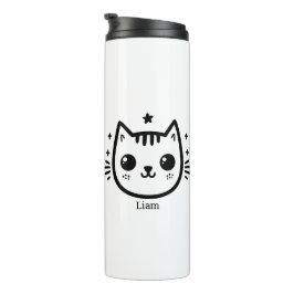 Kinderartiges Zeichn | Schwarz und Weiß | Minimali Thermosbecher