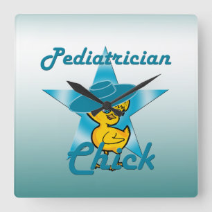 Kinderarzt Chick #7 Quadratische Wanduhr