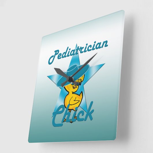 Kinderarzt Chick #7 Quadratische Wanduhr (Winkel)