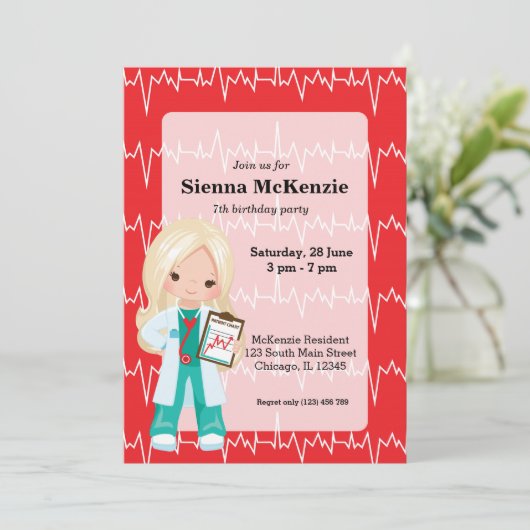 Kinderarzt Einladung (Stehend Vorderseite)