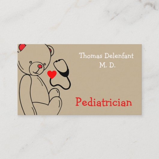 Kinderarzt - Geschäftswagen mit Teddy und Stethosc Visitenkarte (Vorderseite)