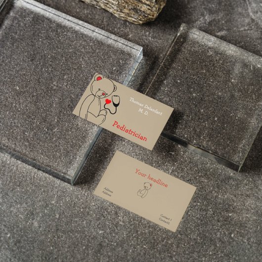 Kinderarzt - Geschäftswagen mit Teddy und Stethosc Visitenkarte