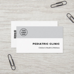 Kinderarzt Kinderklinik Arzt Logo QR Grau Visitenkarte
