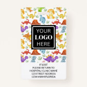 Kinderarzt Niedlich Dinosaurier-Foto Ausweis (Rückseite)