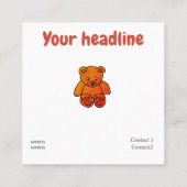 Kinderarzt - orangefarbene Teddy - Stethoskop Quadratische Visitenkarte (Rückseite)