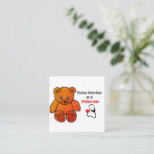 Kinderarzt - orangefarbene Teddy - Stethoskop Quadratische Visitenkarte (Stehend Vorderseite)