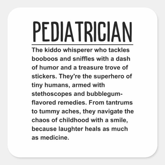 Kinderarzt Quadratischer Aufkleber (Vorderseite)