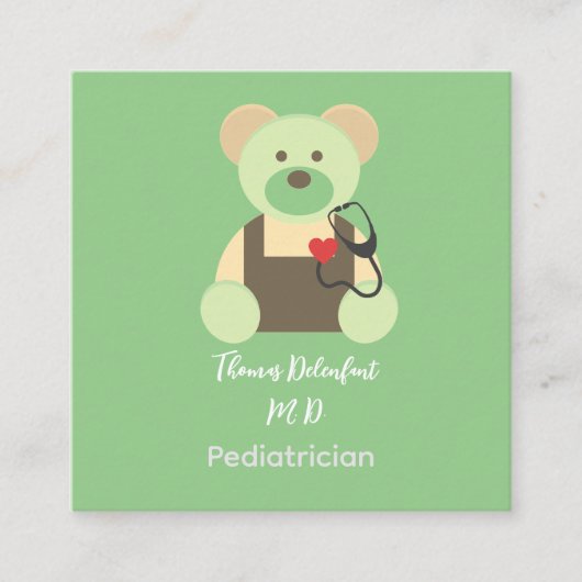 Kinderarzt - Teddy - Stethoscope Quadratische Visitenkarte (Vorderseite)