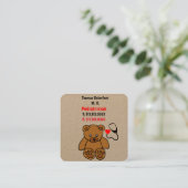 Kinderarzt - Teddy und Herz-Stethoskop Quadratische Visitenkarte (Stehend Vorderseite)