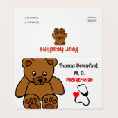 Kinderarzt - Teddy und Stethoscope Visitenkarten (Außenseite Aufgefaltet)