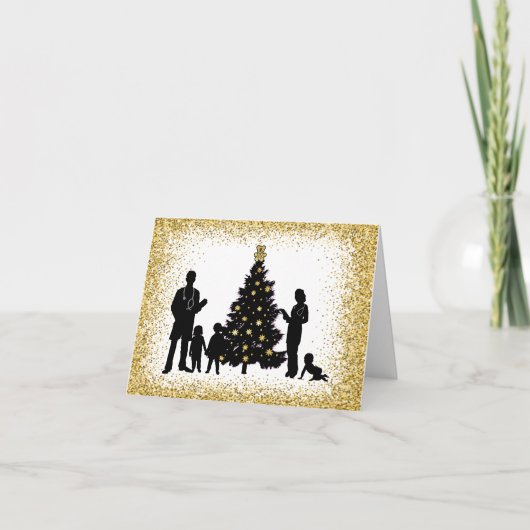 Kinderärzte Silhouette Weihnachtskarte Karte (Vorderseite)