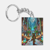 Kinderausweis-Tag Blockstyle Minecrafty Adventure Schlüsselanhänger (Vorderseite links)