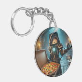 Kinderausweis-Tag Blockstyle Minecrafty Adventure Schlüsselanhänger (Vorderseite links)