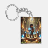 Kinderausweis-Tag Blockstyle Minecrafty Adventure Schlüsselanhänger (Vorderseite links)