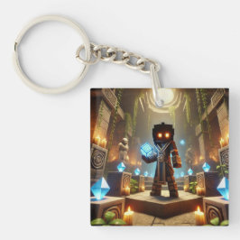 Kinderausweis-Tag Blockstyle Minecrafty Adventure Schlüsselanhänger