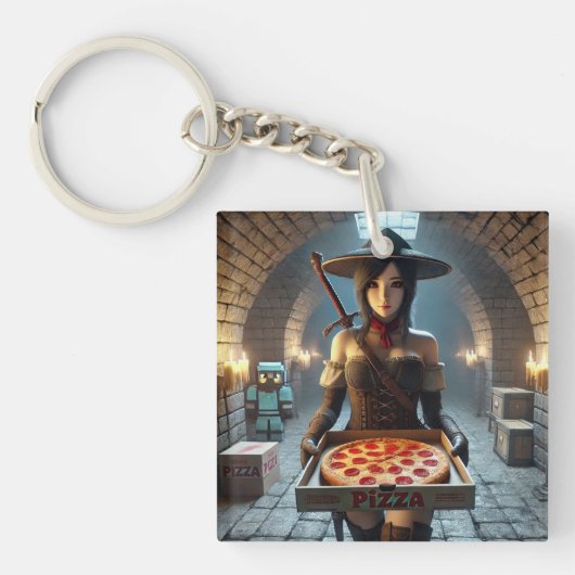 Kinderausweis-Tag Blockstyle Minecrafty Adventure Schlüsselanhänger (Vorderseite)