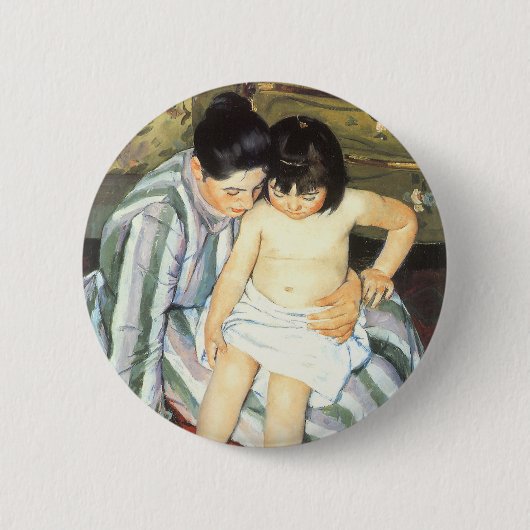 Kinderbad von Mary Cassatt Vintager Impressionismu Button (Vorderseite)