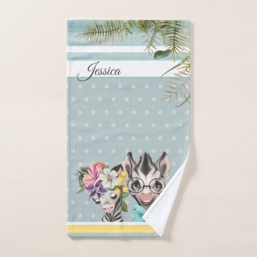 Kinderbadezimmer Niedliche Zebras in Liebe Blütenb Handtuch (Handtuch)