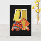 Kinderbagger 4. Geburtstag Kinder Karte (Gelbe Blume)