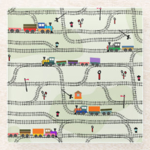 Kinderbahn: Funny Seamless Muster Glasuntersetzer