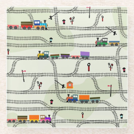 Kinderbahn: Funny Seamless Muster Glasuntersetzer (Vorderseite)