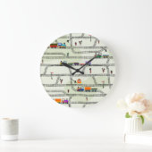 Kinderbahn: Funny Seamless Muster Große Wanduhr (Zuhause)