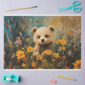 Kinderbär in einer Wildblume-Feldmalerei Seidenpapier (Basteln)
