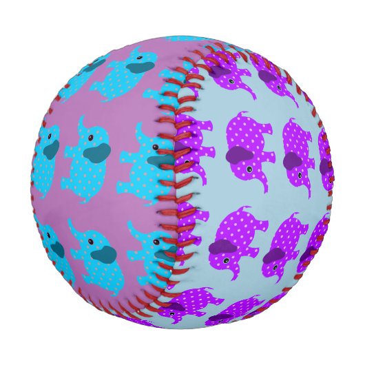 Kinderbaseball - farbenfrohe Elefantendesign Baseball (Schrägansicht)
