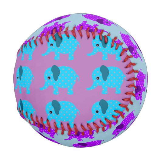 Kinderbaseball - farbenfrohe Elefantendesign Baseball (Rückseite Links)