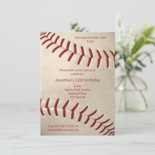 Kinderbaseball-Geburtstag oder Party Einladung (Stehend Vorderseite)