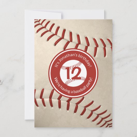 Kinderbaseball-Geburtstag oder Party Einladung (Rückseite)