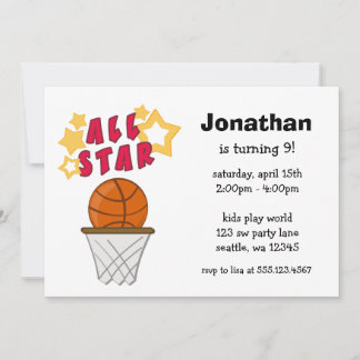 Kinderbasketball alle Stern-Geburtstags-Party Einladung