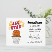 Kinderbasketball alle Stern-Geburtstags-Party Einladung (Stehend Vorderseite)