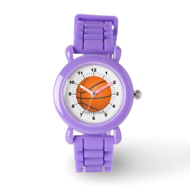 Kinderbasketball Roter Glitzer Strap Watch Armbanduhr (Vorderseite)