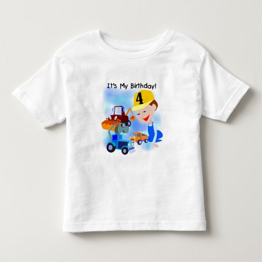 Kinderbau 4. Geburtstag T - Shirt und Geschenke (Vorderseite)