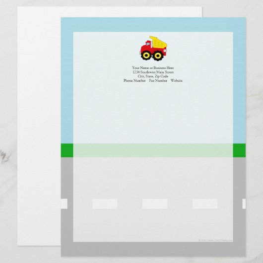 Kinderbau Dumptruck Briefbogen (Vorne/Hinten)