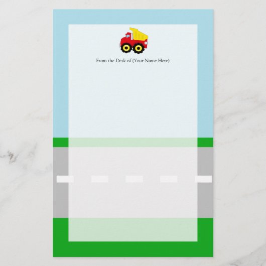 Kinderbau Dumptruck Briefpapier (Vorderseite)