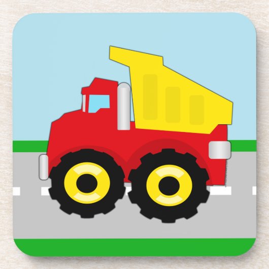 Kinderbau Dumptruck Untersetzer (Vorderseite)