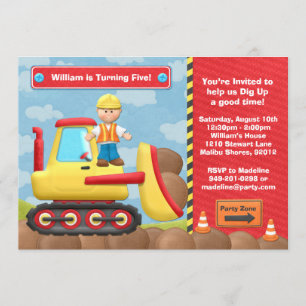Kinderbau-LKW-Geburtstags-Party Einladung