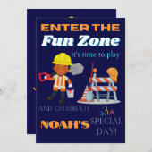 Kinderbauarbeiten + Werkzeuge zum Geburtstag Einla Einladung (Vorne/Hinten)