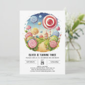 Kinderbecken Lollipop Geburtstag Einladung (Stehend Vorderseite)