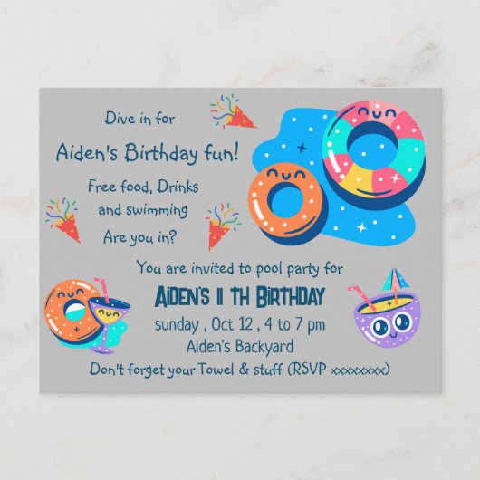 Kinderbecken Party Geburtstag Postkarte (Vorderseite)
