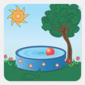 Kinderbecken unter einem Baum Quadratischer Aufkleber (Vorderseite)