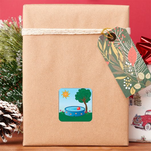 Kinderbecken unter einem Baum Quadratischer Aufkleber