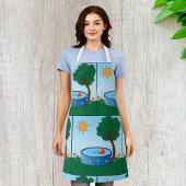 Kinderbecken unter einem Baum Schürze