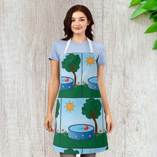 Kinderbecken unter einem Baum Schürze