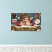 Kinderbeten am Abendtisch Leinwanddruck (Insitu (Holzboden))