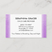 Kinderbetreuer Babysitten Lila Wasserfarbe Visitenkarte (Rückseite)