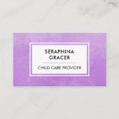 Kinderbetreuer Babysitten Lila Wasserfarbe Visitenkarte (Vorderseite)